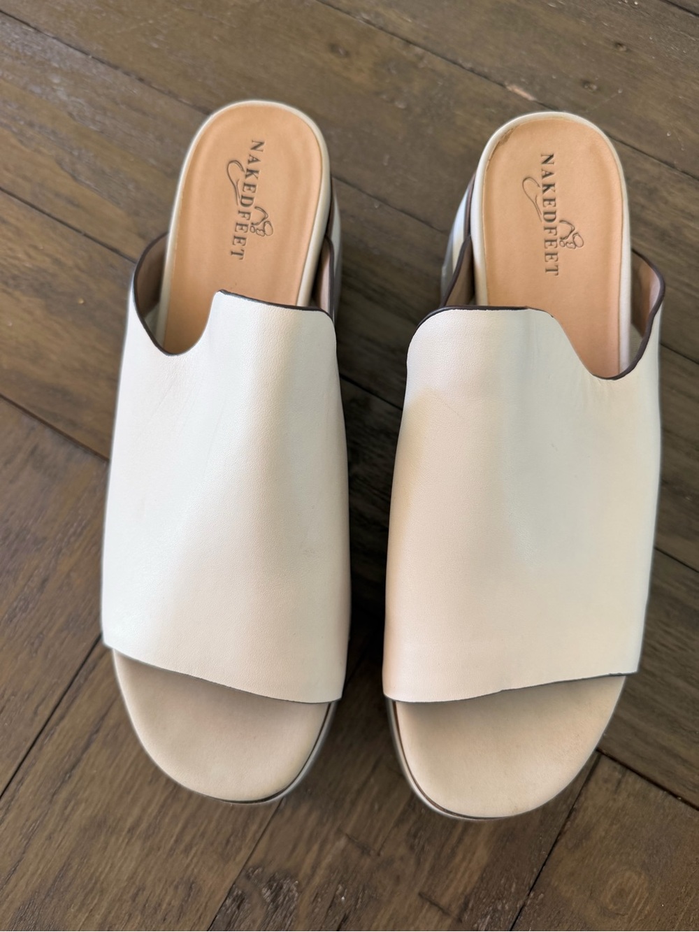 Naked Feet Cream and Gray Platform Slide Sandals - Picture 3 of 3